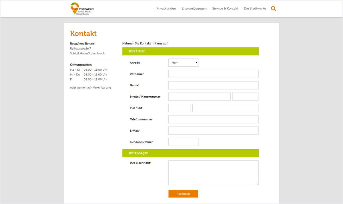 Ansicht - Kontaktformular