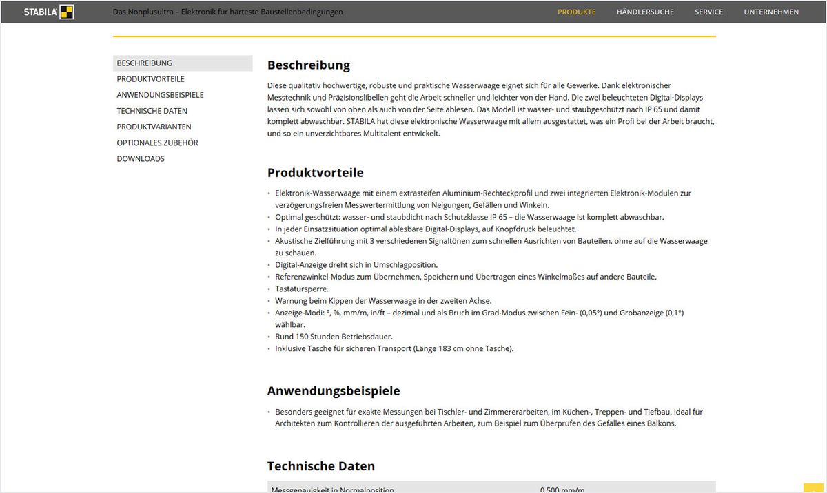Ansicht - Produkt - Detailseite