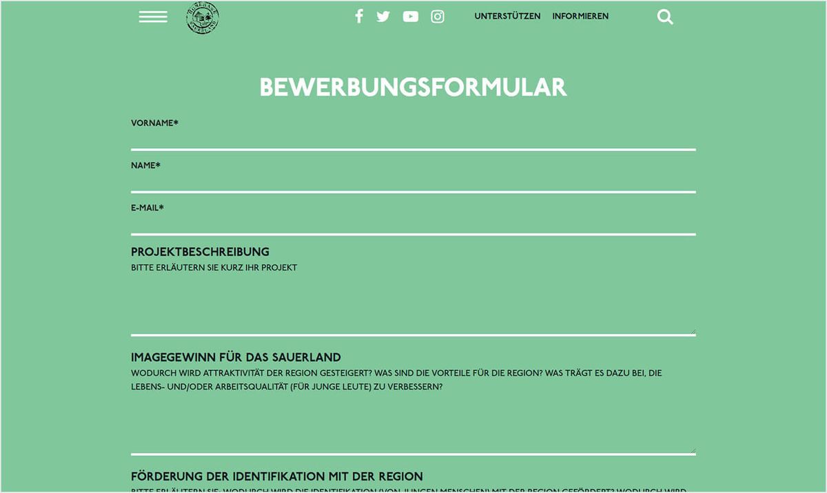 Ansicht - Award Bewerbungsformular