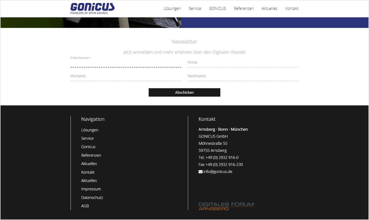 Ansicht - Newsletter Anmeldeformular